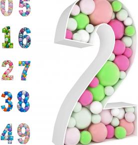 JoyBox Design 3FT Mosaic Balloon Frame Number 2 Marquee Light Up Numbers Pre-Cut Kit Thick Foam Board for Birthday Decoration 