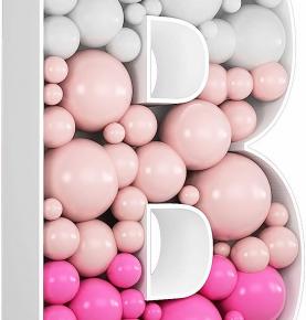 JW Passion - Premium Quality, Made With Passion 3FT Tall Mosaic Balloon Frame Letters Big Marquee Light Up Letters DIY Kit for Birthday Party Wedding Backdrop Decor Letter B Pre-Cut Foam Board  - 副本