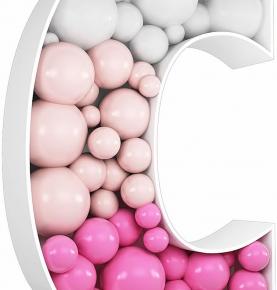 JW Passion - Premium Quality, Made With Passion 3FT Tall Mosaic Balloon Frame Letters Big Marquee Light Up Letters DIY Kit for Birthday Party Wedding Backdrop Decor Letter C Pre-Cut Foam Board  - 副本