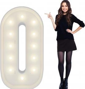 4FT Marquee Light Up Numbers Pre-Cut Frame Giant Marquee Numbers 0, Mosaic Numbers for Balloons, 20th 30th 40th 50th 60th Birthday Anniversary Decorations Party Decor