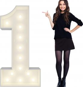 4FT Marquee Light Up Numbers Pre-Cut Frame Giant Marquee Numbers 1, Mosaic Numbers for Balloons, First 1st 21st Birthday Anniversary Decorations Party Decor 