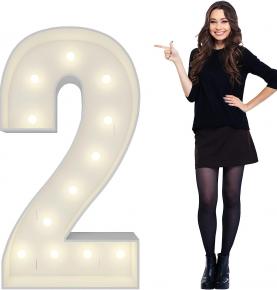 4FT Marquee Light Up Numbers Pre-Cut Frame Giant Marquee Numbers 2, Mosaic Numbers for Balloons, 30th 13th Birthday Decorations 2023 Graduation Decorations, Balloon Arch Kit 