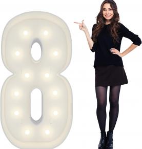 4FT Marquee Light Up Numbers Pre-Cut Frame Giant Marquee Numbers 8, Mosaic Numbers for Balloons, 20th 30th 40th 50th 60th Birthday Anniversary Decorations Party Decor